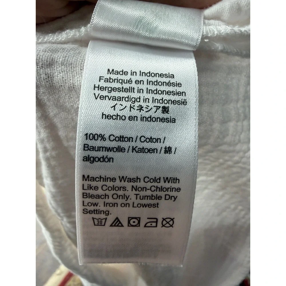J.Crew BI431 Double Gauze V-Neck Top Womens S Off White Short Sleeve Pocket